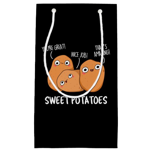 Zoete aardappelen Funny Food Pun Dark BG Klein Cadeauzakje (Voorkant)