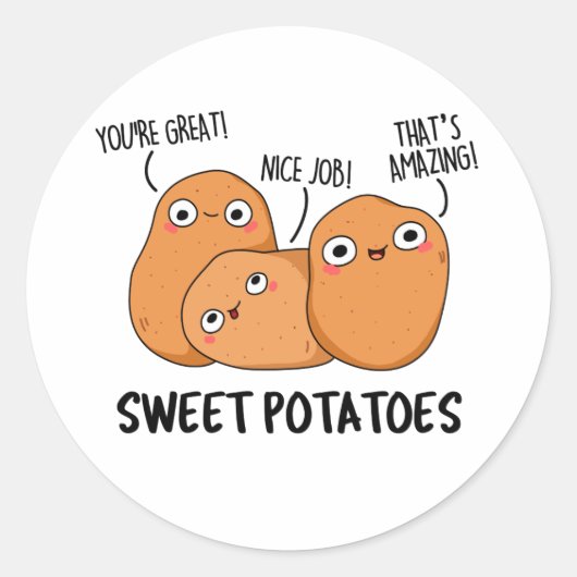 Zoete aardappelen Funny Food Pun Ronde Sticker (Voorkant)