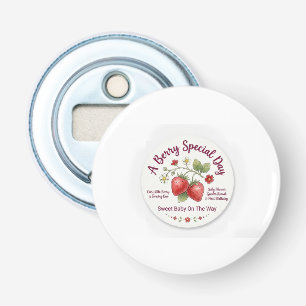 Zoete Aardbei Baby Shower & Eerste Verjaardag  Button Flesopener