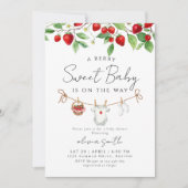 Zoete aardbei baby shower kaart (Voorkant)