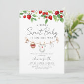 Zoete aardbei baby shower kaart (Staand voorkant)