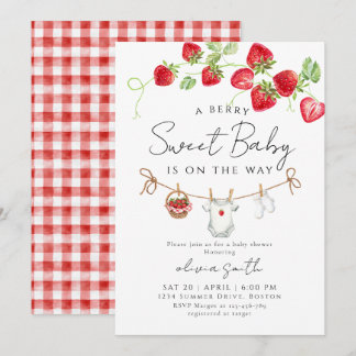 Zoete Aardbei Baby Shower Kaart