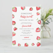 Zoete Aardbei Baby Shower Kaart (Staand voorkant)
