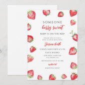 Zoete Aardbei Baby Shower Kaart (Voorkant / Achterkant)