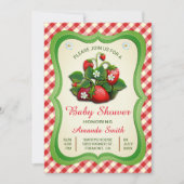 Zoete Aardbei Baby Shower Uitnodiging (Voorkant)