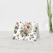 Zoete Aardbei & Bloemen Patroon Aangepast Monogram Bedankkaart (Achterkant)