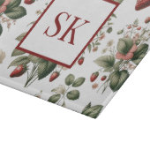 Zoete Aardbei & Bloemmotief Aangepaste Monogram Snijplank (Hoek)
