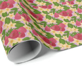 Zoete Aardbei & Bloemmotief Canvas Cadeaupapier (Rol Hoek)