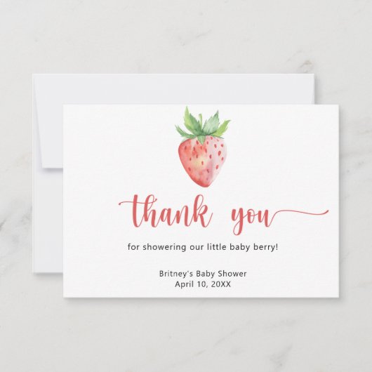 Zoete aardbei - dank je bedankkaart (Voorkant)
