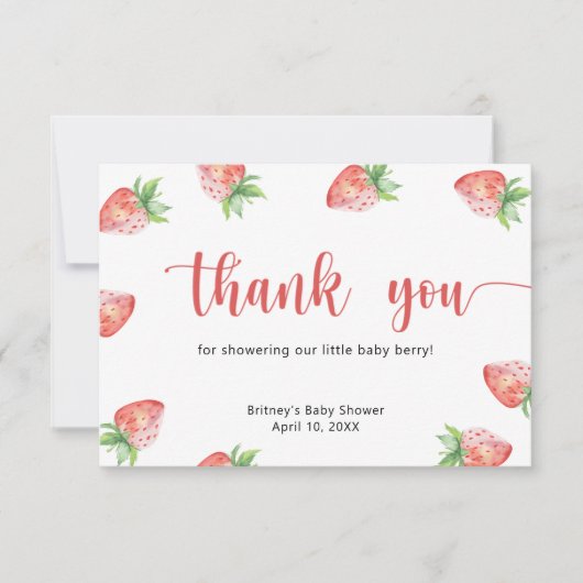 Zoete aardbei - dank je bedankkaart (Voorkant)