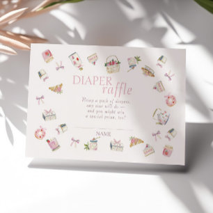Zoete Aardbei Dessert Baby Shower Luier Raffle Informatiekaartje
