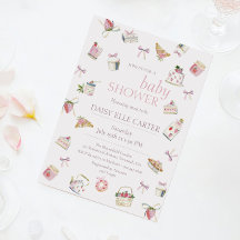 Zoete Aardbei Dessert Baby Shower Waterverf