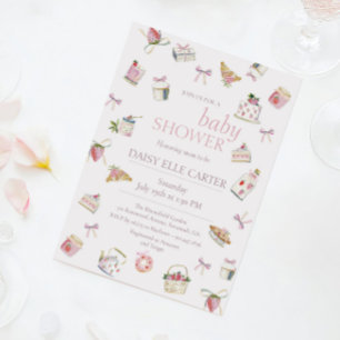 Zoete Aardbei Dessert Baby Shower Waterverf Kaart