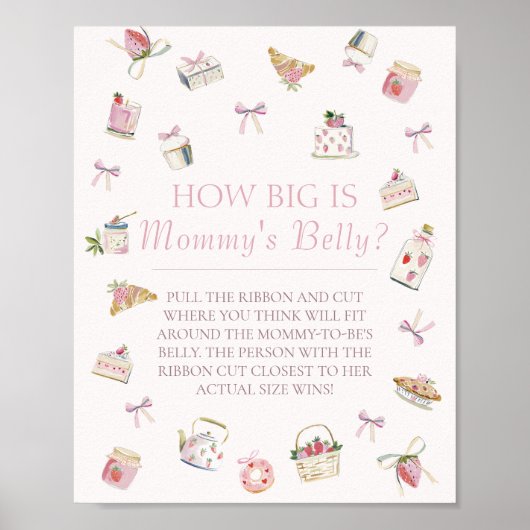 Zoete Aardbei Dessert Hoe Groot is Mamma's Buik Poster (Voorkant)
