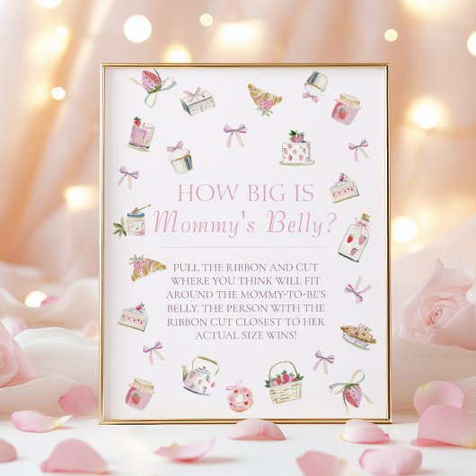 Zoete Aardbei Dessert Hoe Groot is Mamma's Buik Poster