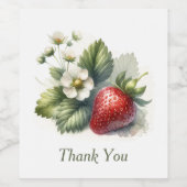 Zoete aardbei en bloem, dank je wijn etiket (Enkel label)