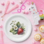 Zoete aardbei en bloem papieren bordje (Feest)