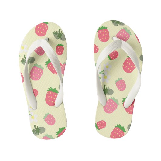 Zoete aardbei geel. Kinderslippers Kinder Teenslippers (Voetbed)