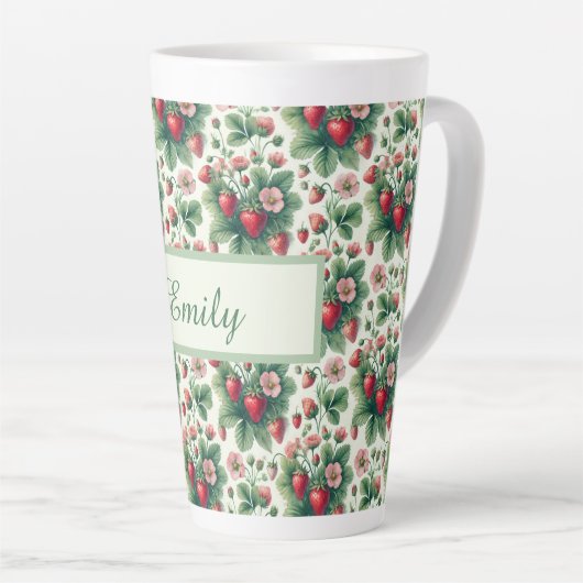 Zoete aardbei gepersonaliseerd latte mok (Rechterhoek)