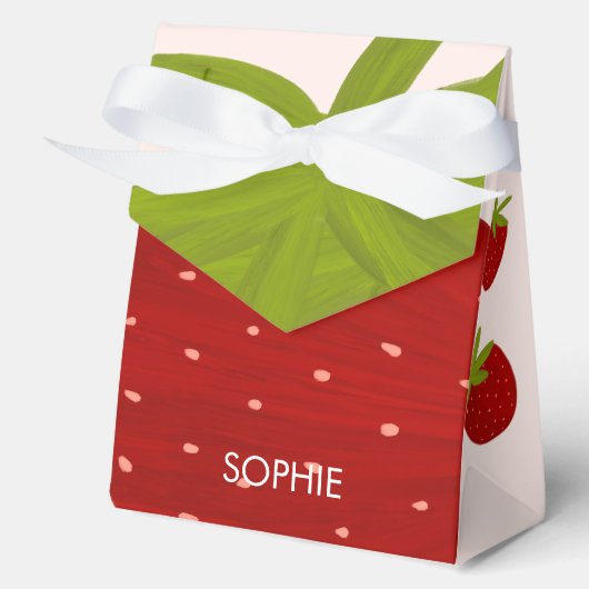 Zoete aardbei kinderen verjaardag bedankdoosjes (Voorkant)