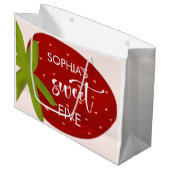 Zoete aardbei kinderen verjaardag groot cadeauzakje (Voorkant Gekanteld)