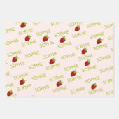 Zoete aardbei kinderen verjaardag inpakpapier vel (Voorkant 3)