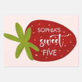 Zoete aardbei kinderen verjaardag inpakpapier vel (Voorkant)