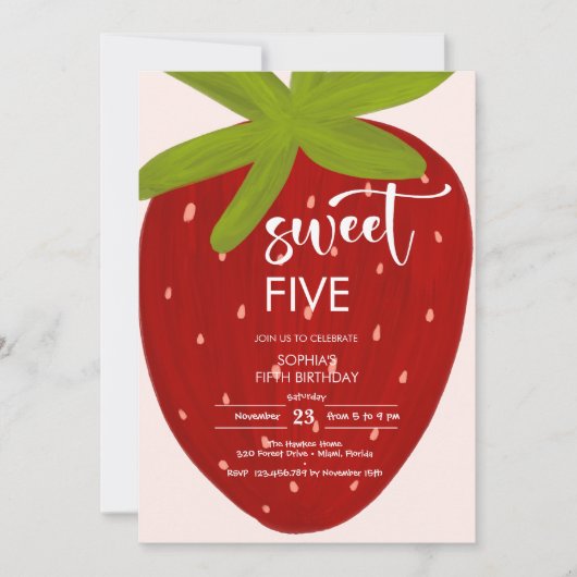 Zoete aardbei kinderen verjaardag kaart (Voorkant)