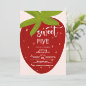 Zoete aardbei kinderen verjaardag kaart (Staand voorkant)