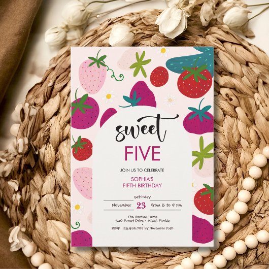 Zoete aardbei kinderen verjaardag kaart