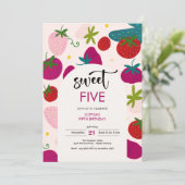 Zoete aardbei kinderen verjaardag kaart (Staand voorkant)