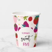 Zoete aardbei kinderen verjaardag papieren bekers (Achterkant)