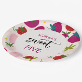 Zoete aardbei kinderen verjaardag papieren bordje (Gekanteld)