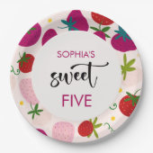 Zoete aardbei kinderen verjaardag papieren bordje (Voorkant)