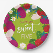 Zoete aardbei kinderen verjaardag papieren bordje (Voorkant)