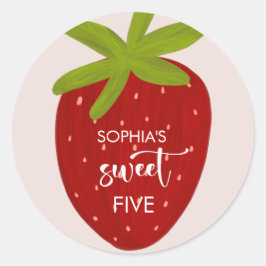 Zoete aardbei kinderen verjaardag ronde sticker