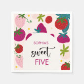 Zoete aardbei kinderen verjaardag servet (Voorkant)