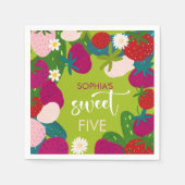 Zoete aardbei kinderen verjaardag servet (Voorkant)