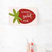 Zoete aardbei kinderen verjaardag spandoek (Insitu)