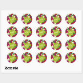 Zoete aardbei kinderverjaardag ronde sticker (Vel)