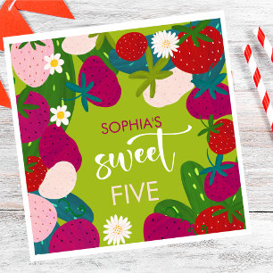 Zoete aardbei kinderverjaardag servet