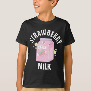 Zoete aardbei melk koel fruit bessen dessert t-shirt