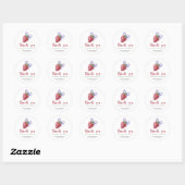 Zoete aardbei met strik - dank je ronde sticker (Vel)