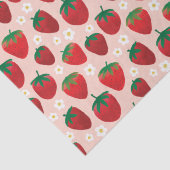 Zoete Aardbei op Roos Roze Patroon Tissuepapier (Detail)