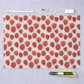 Zoete Aardbei op Roos Roze Patroon Tissuepapier (Craft)