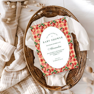 Zoete Aardbei Picknick Baby Shower Kaart