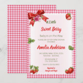 Zoete Aardbei Picknick Gingham Baby Shower Kaart (Voorkant / Achterkant)