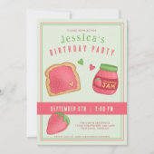 Zoete Aardbei Toast en Jam Verjaardagsfeest Kaart (Voorkant)