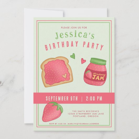 Zoete Aardbei Toast en Jam Verjaardagsfeest Kaart