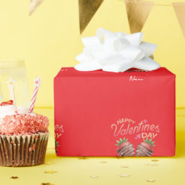 Zoete Aardbei Valentijnsdag Persoonlijk Cadeaupapier